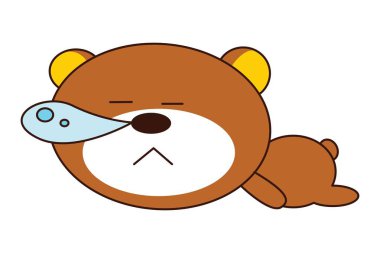 Sevimli bir oyuncak ayı Vektör karikatür illüstrasyon uyuyor. Beyaz arka planda yalıtılmış.