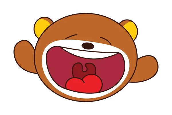 Vektor Cartoon Illustration Eines Niedlichen Teddybären Mit Offenem Mund Isoliert — Stockvektor
