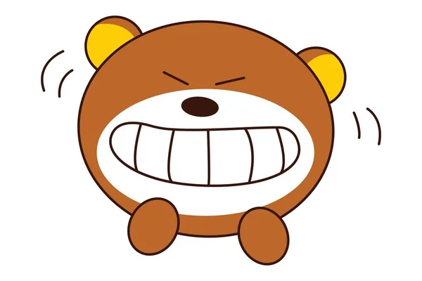 Vektor Cartoon Illustration Der Süße Teddybär Ist Wütend Isoliert Auf — Stockvektor