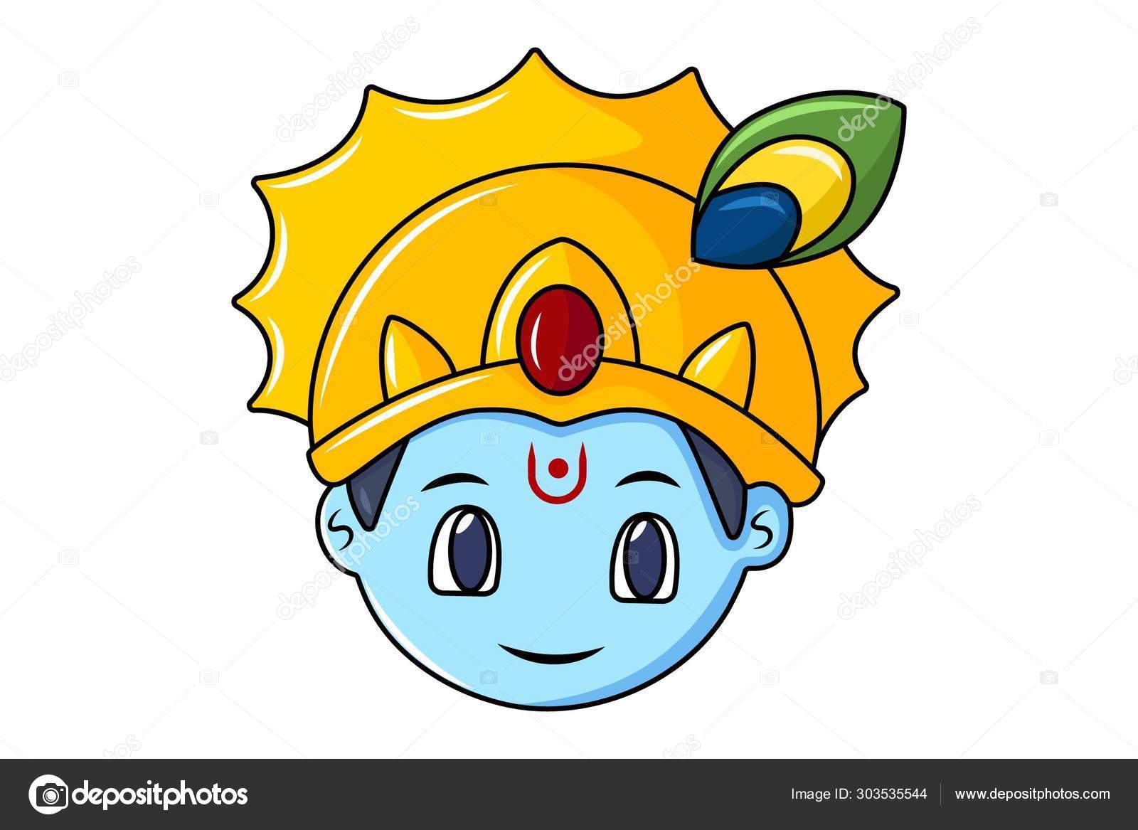 Vector Cartoon Illustration Cute Krishna Isolated White Background Stock  Vector Image by ©F1Digitals #303535544
