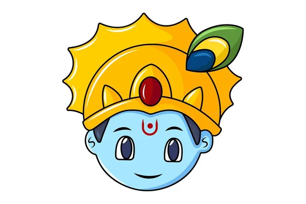 Vector cartoon illustration of cute Krishna. Isolated on white background.  - Stock Image - Everypixel
