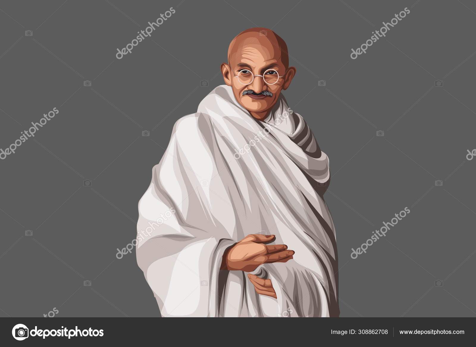 Vector Cartoon Illustration Mahatma Gandhi Isolated Colored Background  Stock Vector Image by ©F1Digitals #308862708