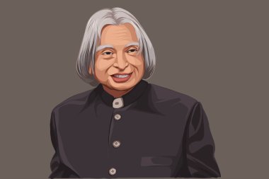 Vector cartoon illustration of Dr. A.P.J Abdul Kalam. Isolated on colored background.  clipart