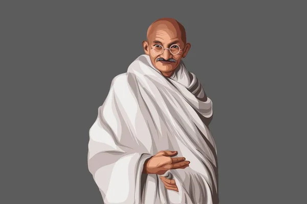 Vector Cartoon Illustration Mahatma Gandhi Isolated Colored Background — Stock Vector