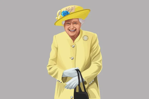Birleşik Krallık Kraliçesi Elizabeth 'in vektör karikatürü. Renkli bir arkaplanda izole edilmiş. 