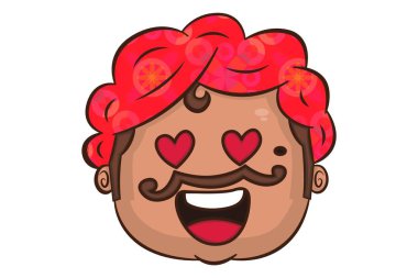 Hintli amcanın aşık suratının vektör çizimi. Beyaz bir arkaplanda izole edilmiş.