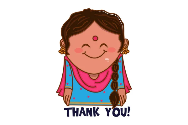 Vector Cartoon Illustration Punjabi Woman Saying Thank You Isolated White — Stock Vector