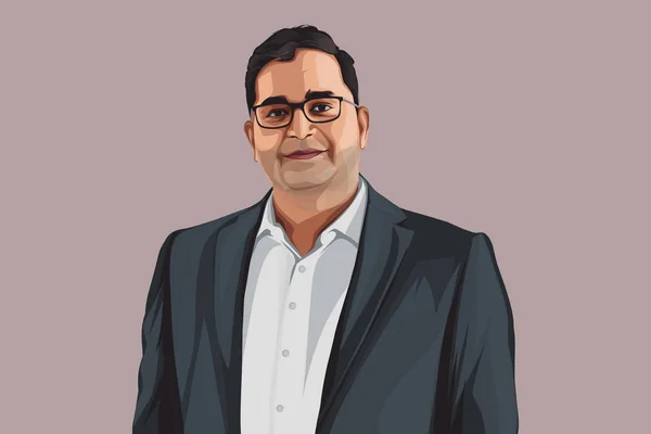 Vector Cartoon Picture Vijay Shekhar Sharma 在彩色背景上被隔离 — 图库矢量图片