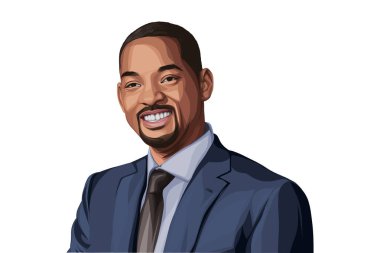 Vector cartoon illustration of Will Smith. Isolated on a white background.