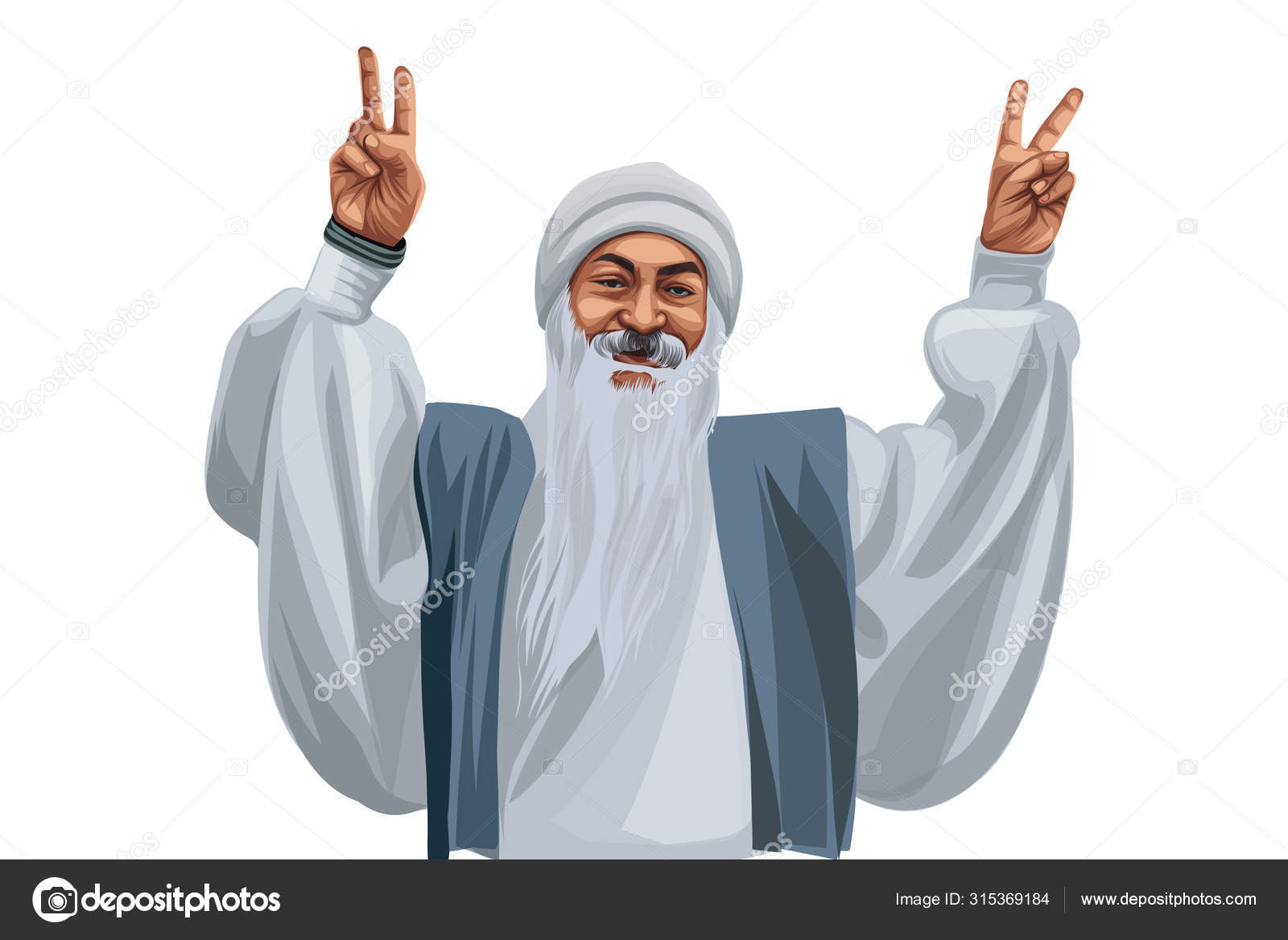 Векторная Карикатура Ошо Изолированный Белом Фоне Векторное.