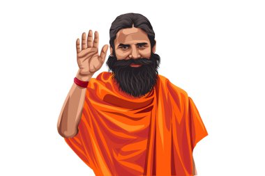 Ramdev Baba 'nın vektör çizimi. Beyaz bir arkaplanda izole edilmiş.