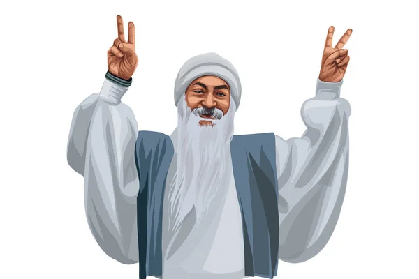 Osho 'nun vektör çizimi. Beyaz bir arkaplanda izole edilmiş.