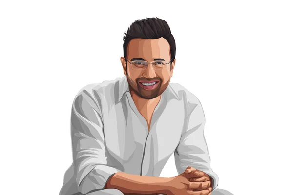 Desenho Animado Vetorial Ilustração Sandeep Maheshwari Isolado Sobre Fundo Branco — Vetor de Stock