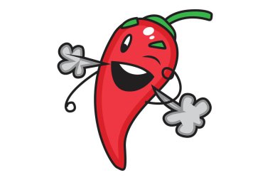 Kırmızı biberin göz kırpan vektör çizimi. Beyaz arkaplanda izole.