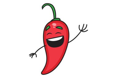 Kırmızı biberli el sallamanın vektör çizimi. Beyaz arkaplanda izole.