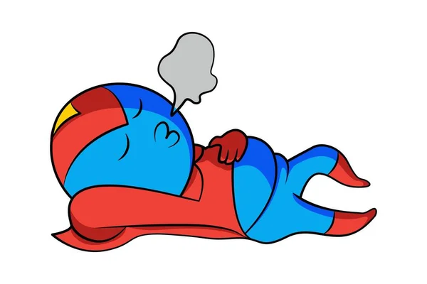 ベクトル漫画イラスト 主人公は寝ている 白地に隔離された — ストックベクタ