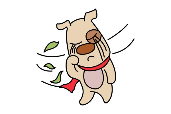 泣いている犬のベクトル漫画のイラスト 白地に隔離された — ストックベクタ