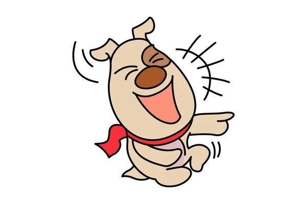 ベクトル漫画イラスト 犬は大声で笑っている 白地に隔離された — ストックベクタ