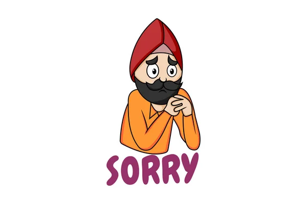 Ilustración Dibujos Animados Vectoriales Del Triste Hombre Punjabi Texto Letras — Vector de stock