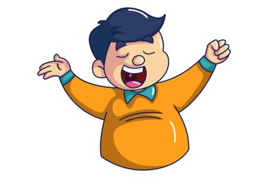 Mutlu bir çocuğun vektör karikatür çizimi. Beyaz arkaplanda izole.
