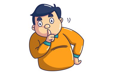 Sessiz hareketli bir çocuğun vektör karikatür çizimi. Beyaz arkaplanda izole.