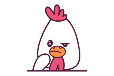 Bir tavuk düşüncesinin vektör karikatür çizimi. Beyaz arkaplanda izole.