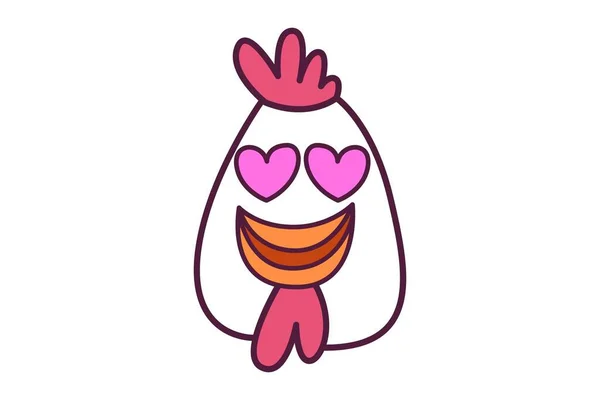 Dibujos Animados Vectoriales Ilustración Una Gallina Enamorada Aislado Sobre Fondo — Vector de stock