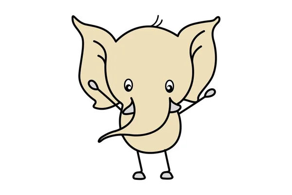 Dibujos Animados Vectoriales Ilustración Elefante Levantando Las Manos Aislado Sobre — Vector de stock