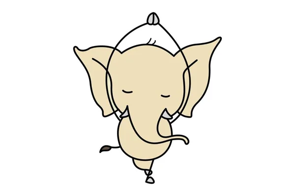 Милый Слон Поднимающий Руки Векторная Карикатура Изолированный Белом Фоне — стоковый вектор