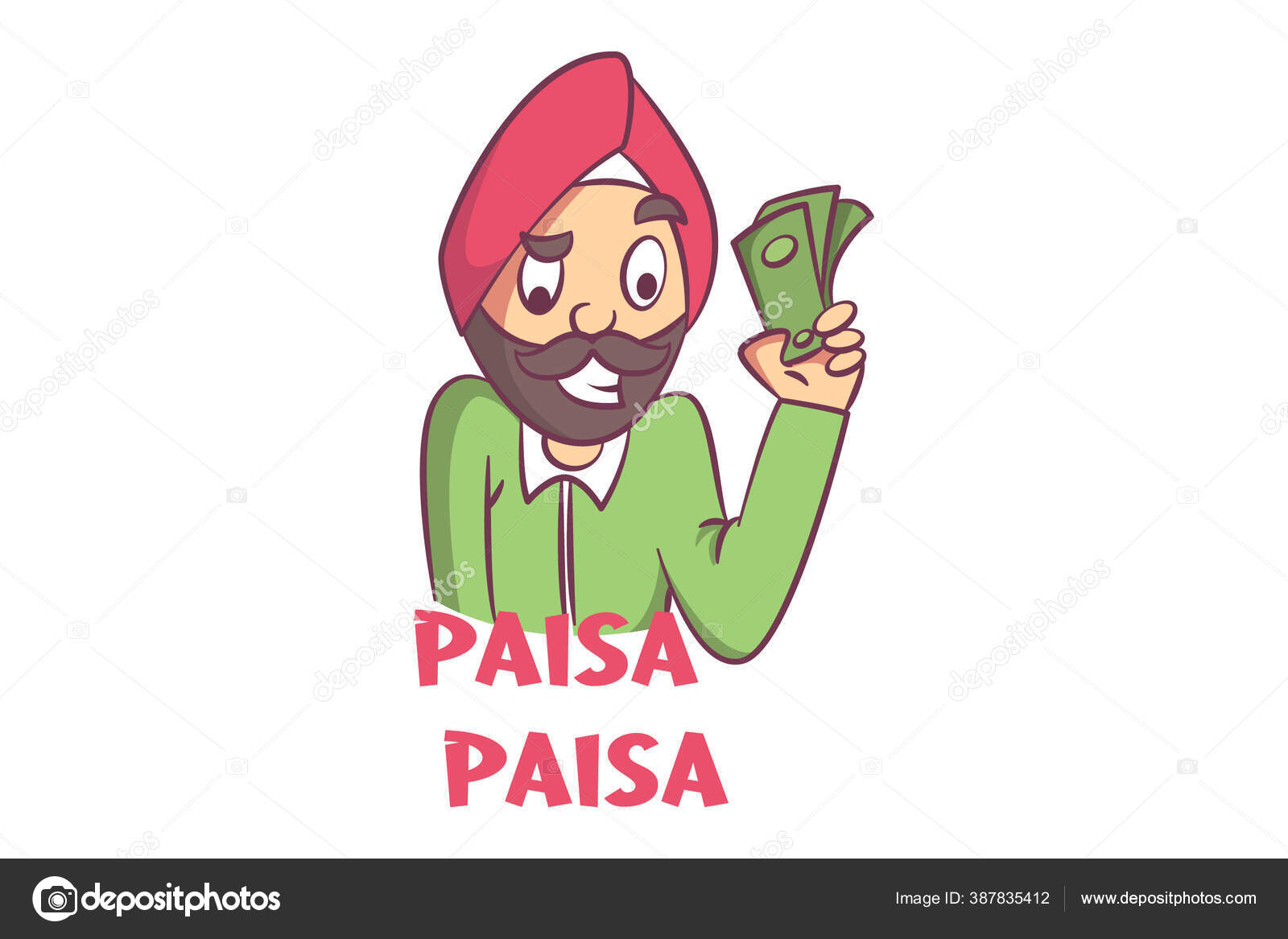 Vector Cartoon Illustration Punjabi Man Holding Money Hand Paisa Paisa  Stock Vector Image by ©F1Digitals #387835412