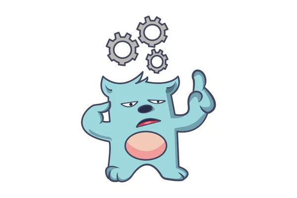 Vector Cartoon Illustration Monster Showing Finger Isolated White Background — Stock Vector
