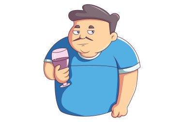 Elinde şarap kadehi tutan bir adamın vektör çizimi. Beyaz arkaplanda izole.