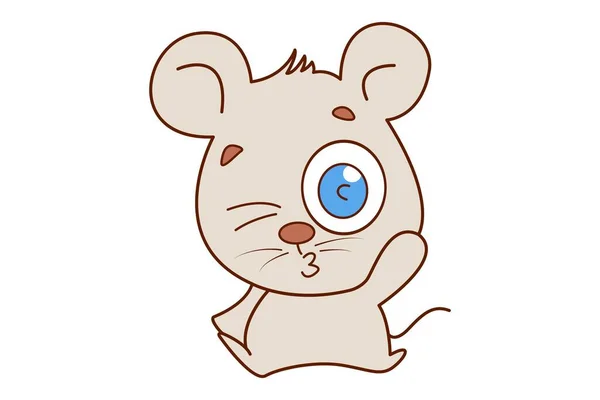 Vector Cartoon Illustration Mouse Blinking Eye Isolated White Background — Stock Vector
