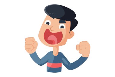 Oğlanın vektör karikatür çizimi kızgın. Beyaz arkaplanda izole.