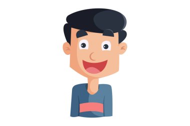 Oğlanın vektör karikatür çizimi mutlu. Beyaz arkaplanda izole.
