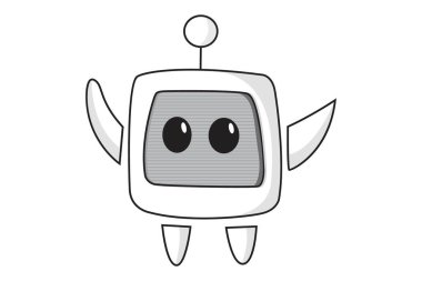 Robotun el kaldırışının vektör çizimi. Beyaz arkaplanda izole.