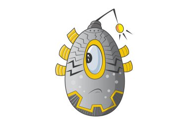 Üzgün bir robotun vektör karikatür çizimi. Beyaz arkaplanda izole.