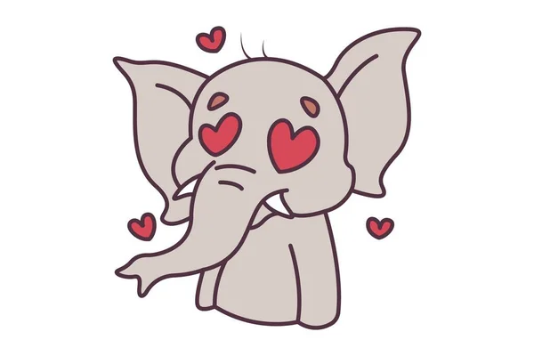 Ilustración Dibujos Animados Vectoriales Elefante Enamorado Aislado Sobre Fondo Blanco — Vector de stock