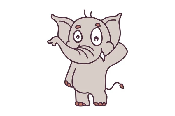 Desenho Animado Vetorial Ilustração Elefante Feliz Isolado Sobre Fundo Branco — Vetor de Stock