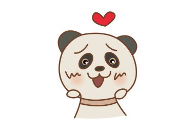 Aşık bir pandanın vektör karikatür çizimi. Beyaz arkaplanda izole.