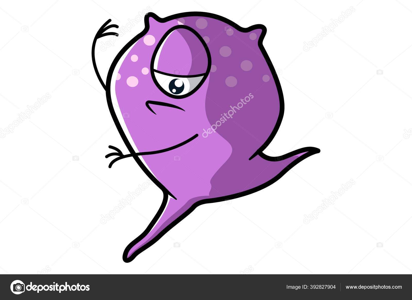 Ilustração Do Desenho Animado Do Vetor Do Monstro Roxo Com Uma