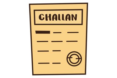 Bir belgenin vektör karikatür çizimi. Challan Hintçe çeviri kağıdı. Beyaz arkaplanda izole.