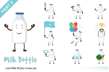 Şirin süt şişesinin vektör çizimi hazır. Beyaz arkaplanda izole.