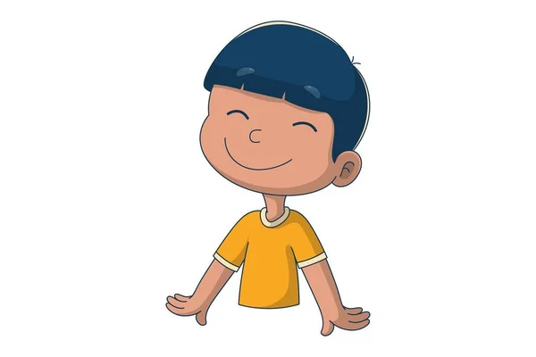 Ilustrasi Kartun Vektor Anak Itu Tersenyum Terisolasi Pada Latar Belakang - Stok Vektor