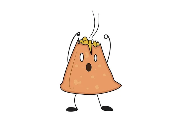 Dibujos Animados Vectoriales Ilustración Relleno Samosa Con Papa Aislado Sobre — Vector de stock