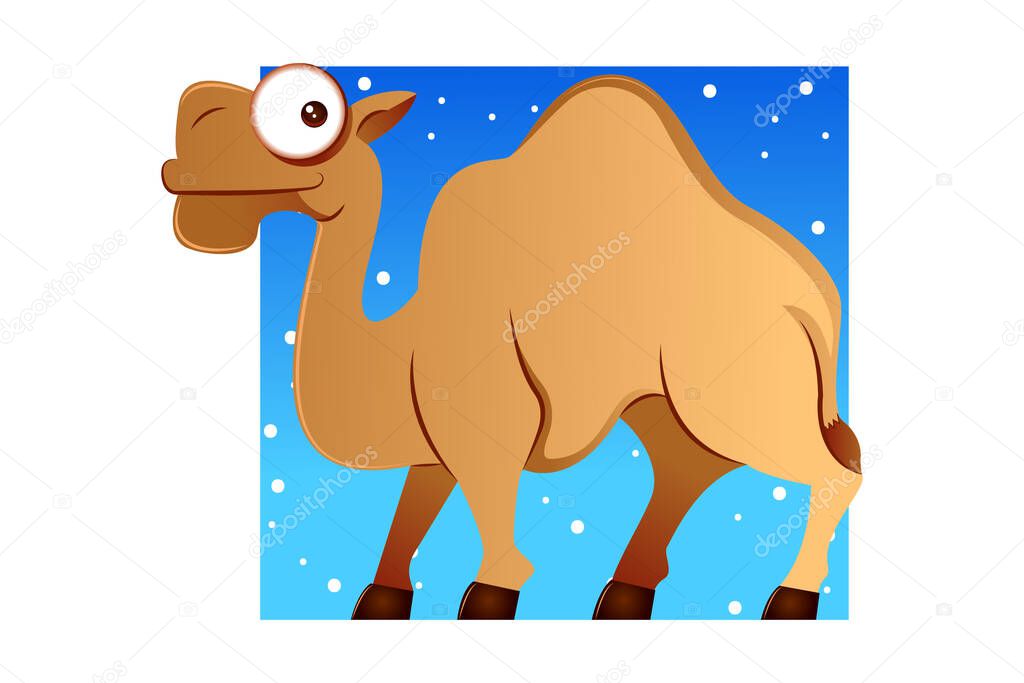Vector cartoon illustration of camel. Isolated on white background.