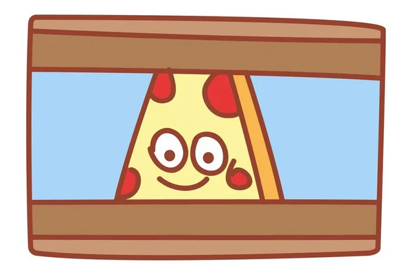 Ilustração Desenho Animado Vetorial Pizza Está Caixa Isolado Sobre Fundo —  Vetores de Stock