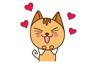Vektör karikatür çizimi. Cat aşık olmuş. Beyaz arkaplanda izole.