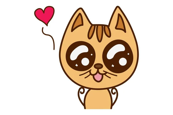 Illustrazione Del Cartone Animato Vettoriale Gatto Carino Sente Amato Isolato — Vettoriale Stock