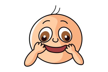 Vektör karikatür çizimi. Şirin çocuk komik surat yapıyor. Beyaz arkaplanda izole.